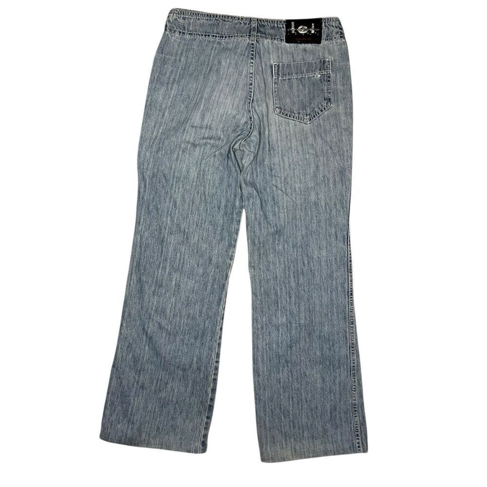 Vintage lei Juniors 7 Lace Up Flare Low Rise Jeans Light Wash Denim Y2K - Picture 4 of 7